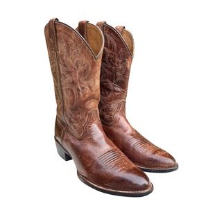 Cody James Mens Brown Leather Western Cowboy Boots Round Toe BCJFAZ2L11 Size 9
